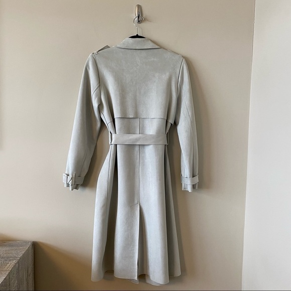 Zara-Faux Suede Trench Midi Length Coat - Picture 5 of 14